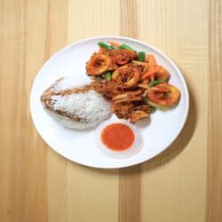 nasi putih sotong goreng kunyit - Thumbnail 1