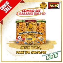 Rempeyek Che Yah Kacang Dhal Berperisa Combo 3 in 1 - Thumbnail 1