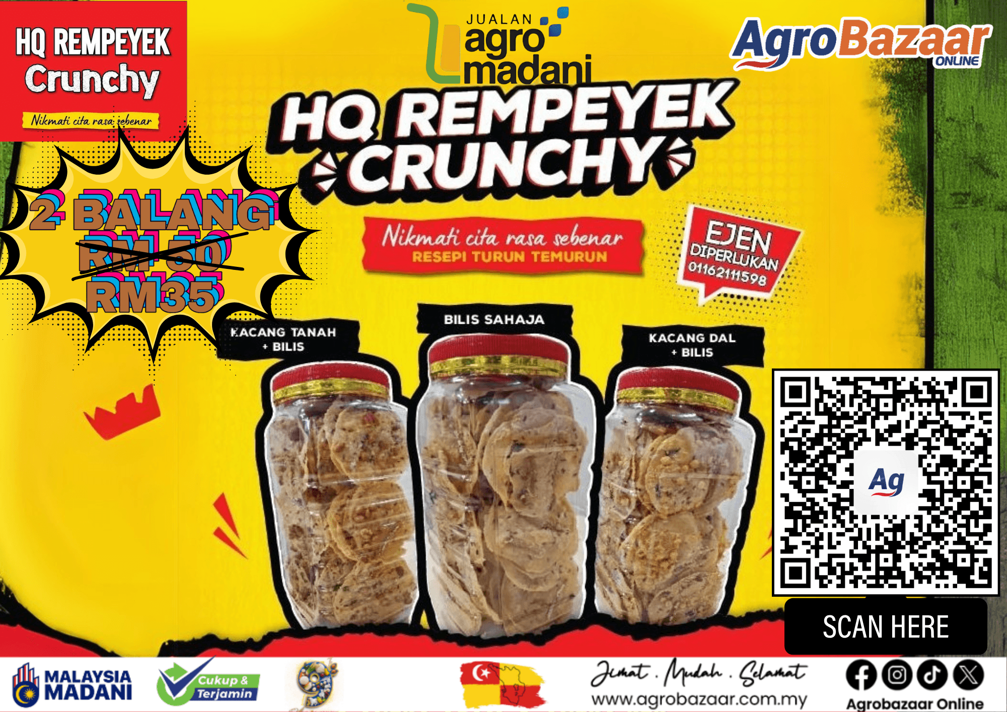 Kombo 3 Balang Rempeyek Kacang Bilis