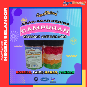 Agar-Agar Kering Campuran 500g (Roselle, Nanas, Laici, Pandan) - 2 balang