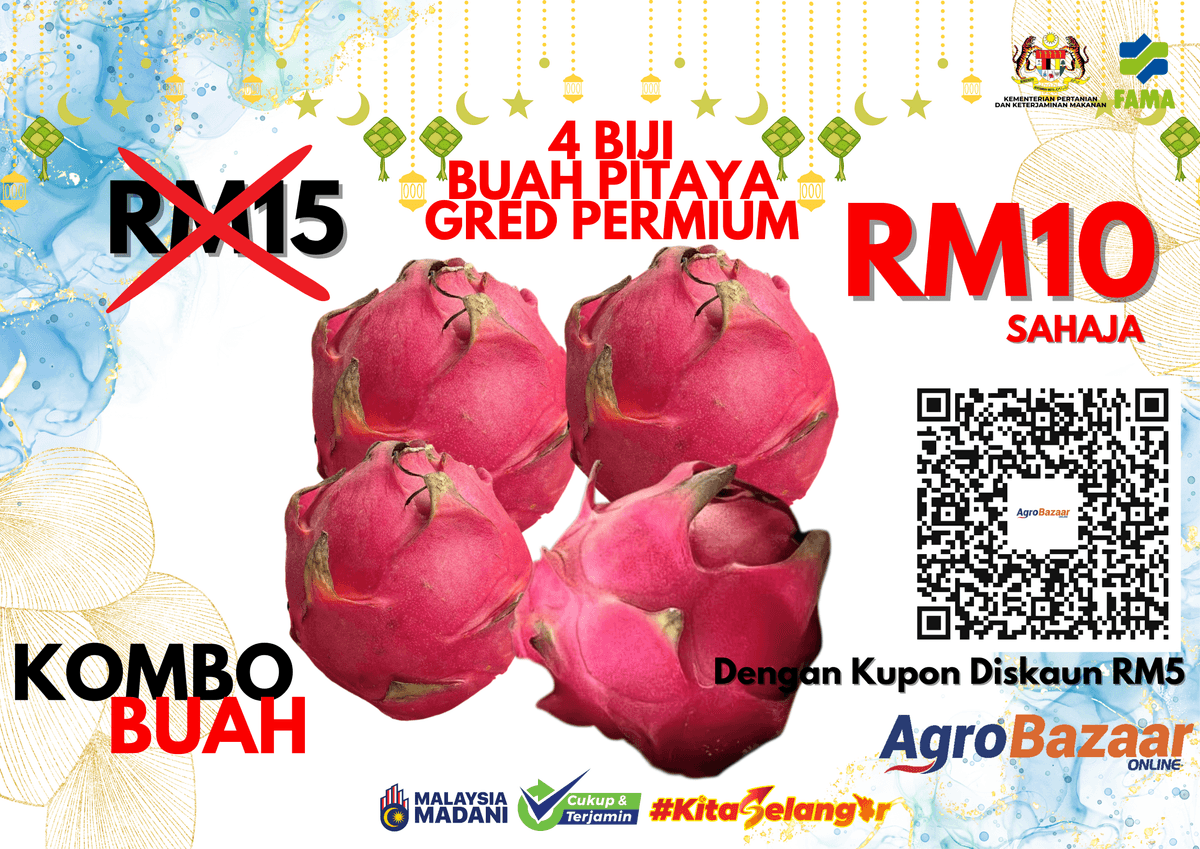 Kombo Buah Naga 2 Pcs + Buah Potong 1 bekas - Image 1