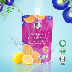 SWEET VIOLET | Teh Bunga Telang | 300ml | Detox Badan & Sihat | Teh Sejuk Dalam Pouch Bag - Image 1