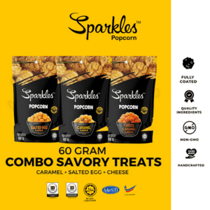 Sparkles Popcorn Combo Trio 60gm (Caramel+Cheese Caramel+Salted Egg) - Image 1