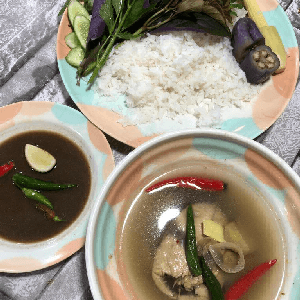 Nasi ulam set ikan singgang