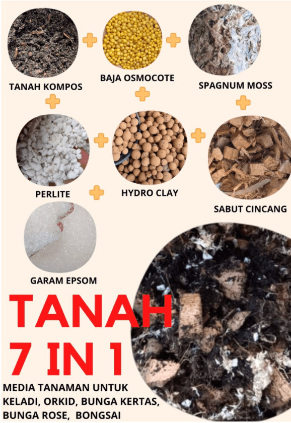 tanah keladi, media keladi, tanah orkid, 1kg/7liter, tanah 7dalam1 - Image 1