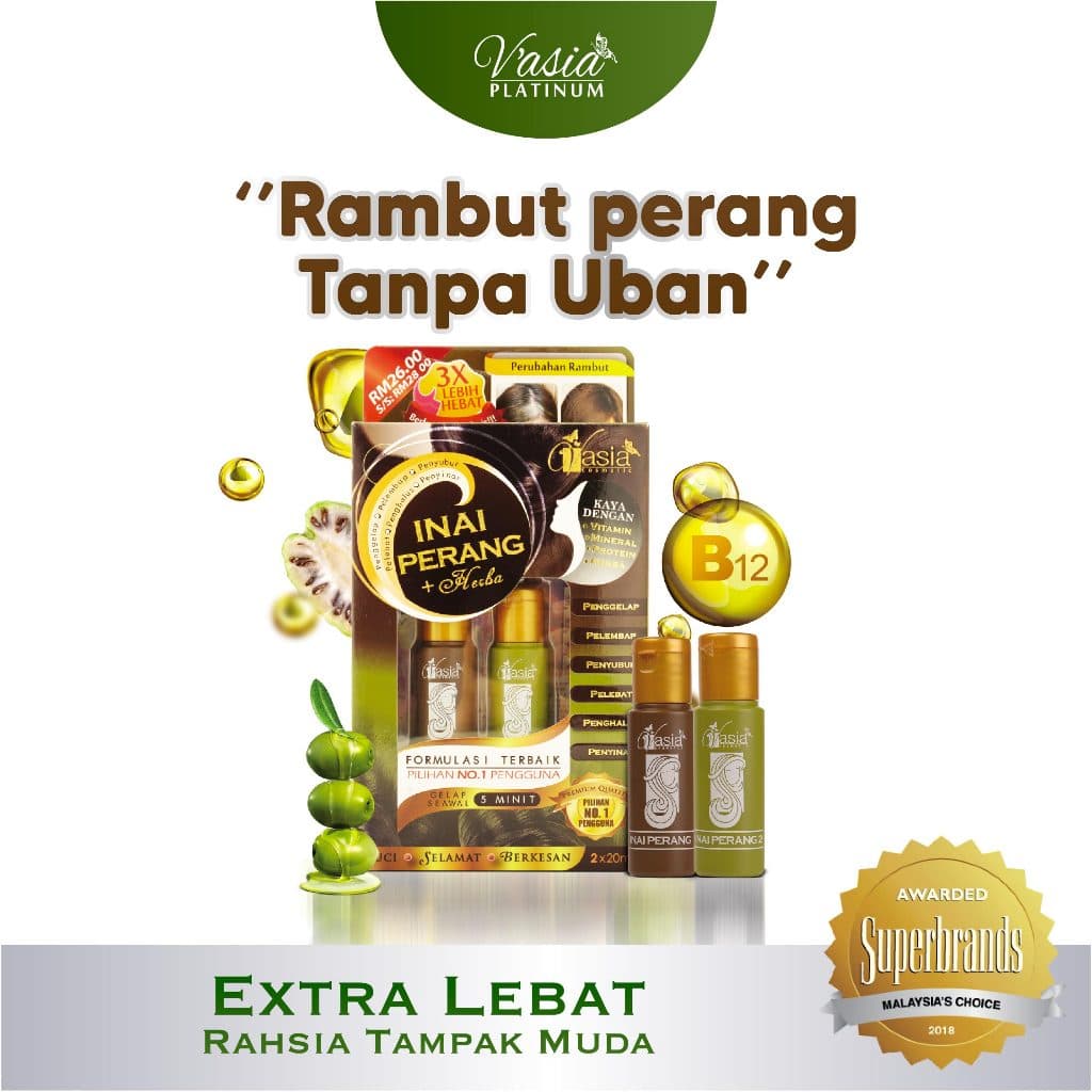 VASIA Inai Perang + Herba Perang, Rambut Gelap Tanpa Uban - Image 1
