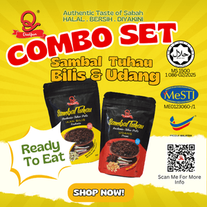 [ COMBO SET ]QueYun Sambal Tuhau Bilis & Udang 200 g / pek  Muslim Produk - Image 1