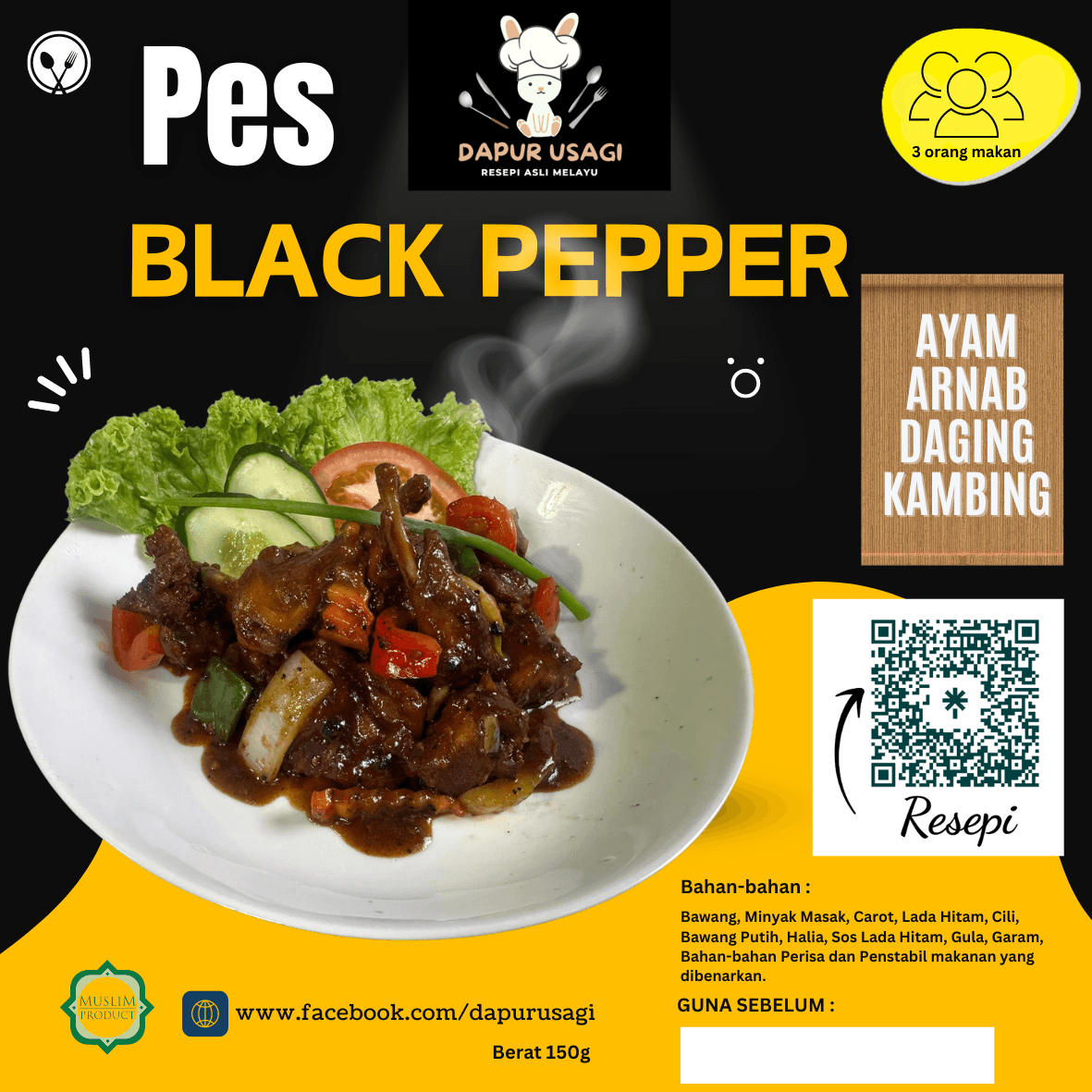 Pes Black Pepper / Pes Masak Black Pepper / Pes Masak Mudah , Cepat dan Sedap  dari Dapur Usagi - Image 1