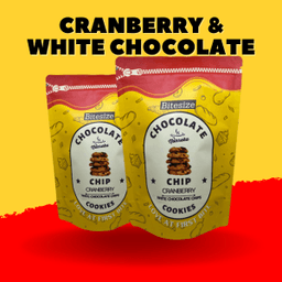 CRANBERRY & WHITE CHOCOLATE FLAVOUR: PREMIUM QUALITY CHOCOLATE CHIP COOKIES: BITESIZE: 150G ZIPLOCK POUCH: BY NONREKA - Thumbnail 2