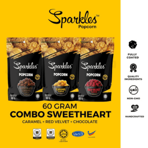 Sparkles Popcorn Combo Trio 60gm (Caramel+Chocolate Caramel+Red Velvet)) - Image 1