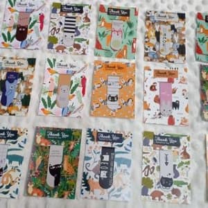 NO BRAND 2pcs BOOKMARK ANIMAL THEME WITH PRINTED THANK YOU CARD - Image 1