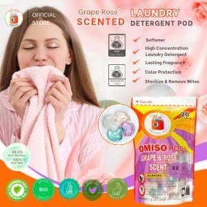 OMISO GRAPE ROSE 7-IN-1 Biodegradable Laundry Detergent Pod 12gx20pods Liquid Wash Clean Anti Bacterial Capsules - Image 1