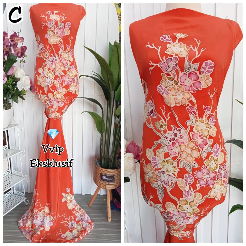 Batik Sutera Crepe Berdaimond Canting Tangan