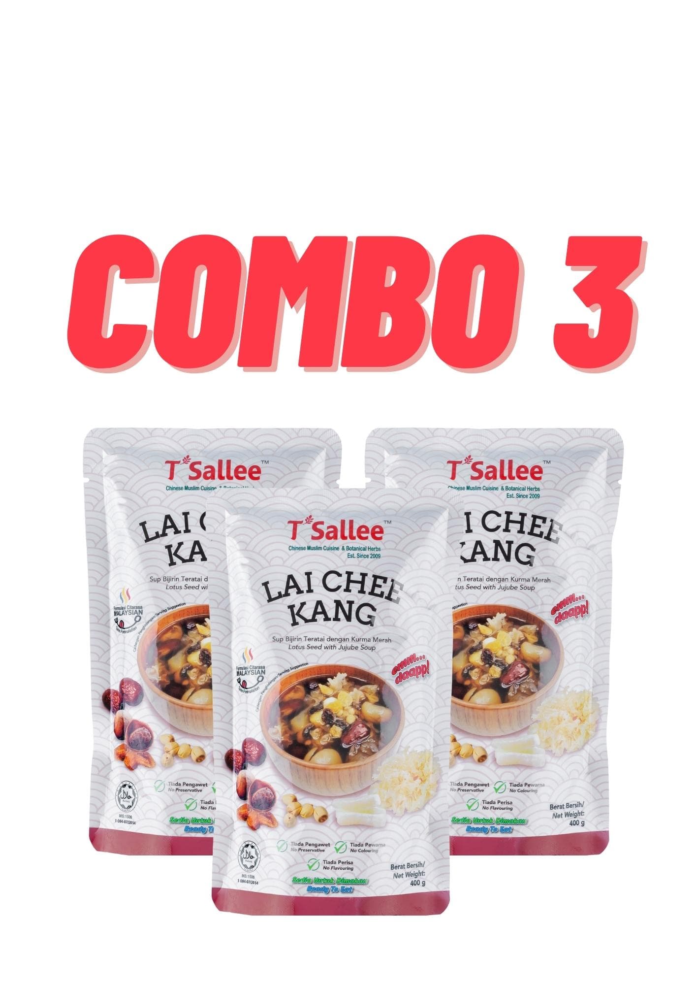 Combo 3 ~Ready To Eat / 100% Authentic TSallee Tradisi Laicikang /Cikang~Lai Chee Kang-Detox + Nourishing Milkbooster
