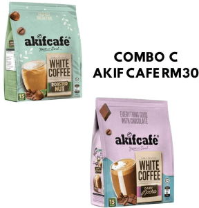 Akifcafe 3 in 1 Combo Mix White Coffee mocha/White Coffee roasted Nuts 2 PCS (30g X 15 stick)