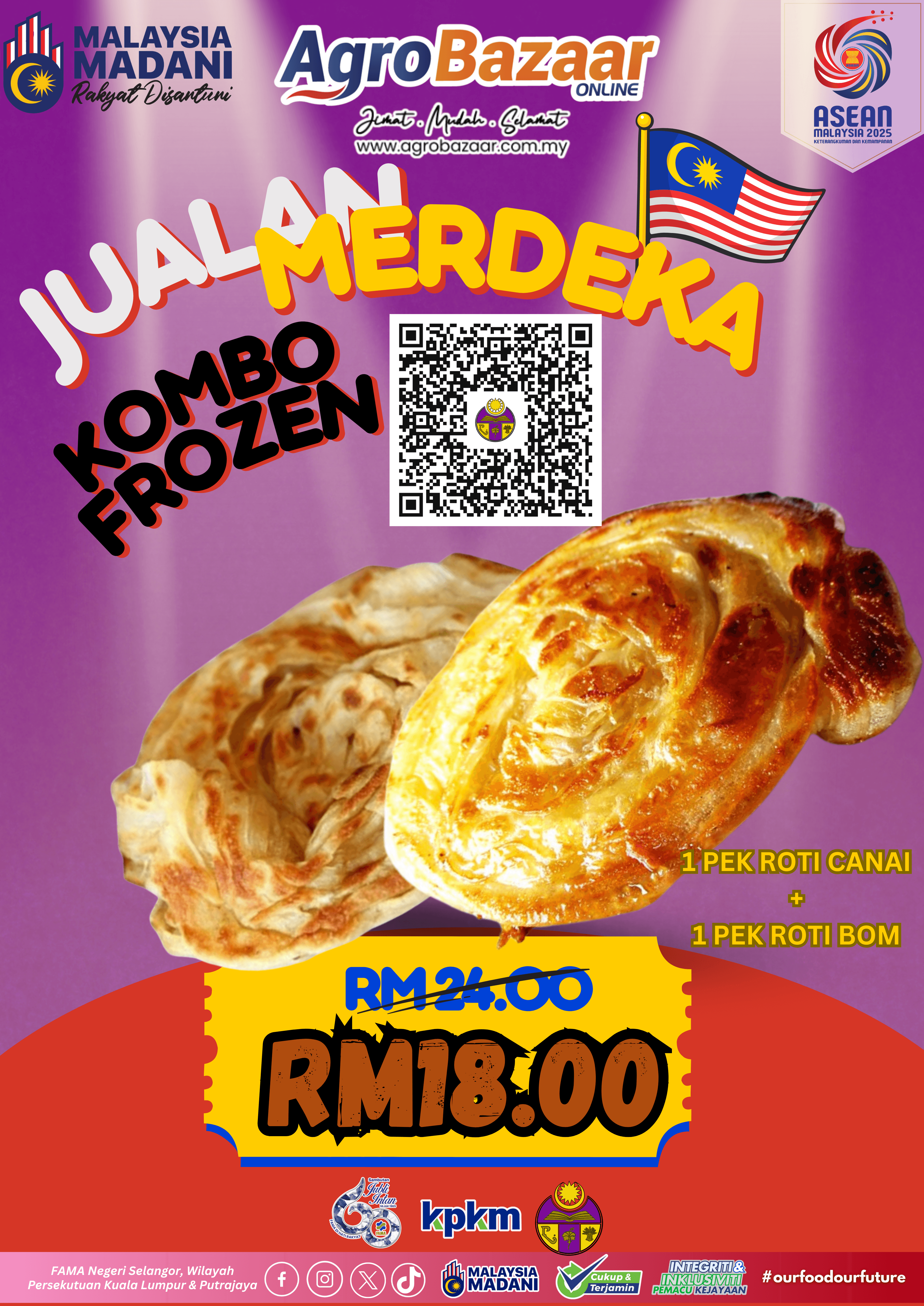 Kombo  1Peket Roti Canai + 1Peket Roti Boom