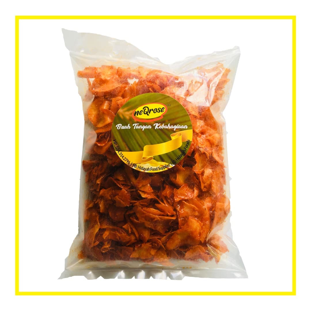 500gm Kerepek Ubi Sambal Manis Pedas Basah Produk Muslim Snek Kudapan Sedap Sira Pedas Snack Produk IKS Chips NEQROSE