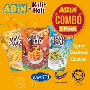 Snack Food Keropok Makanan Combo 3 Pack Abin Kali Kali Corn Stick-(Seaweed, Spicy, Cheese, ) - Image 1