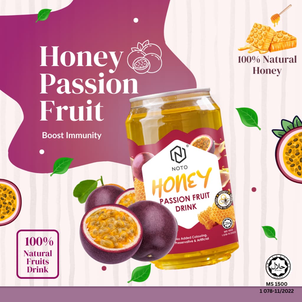 NOTO MINUMAN MADU BUAH MARKISA 6 BOTOL (300ml) - Image 1