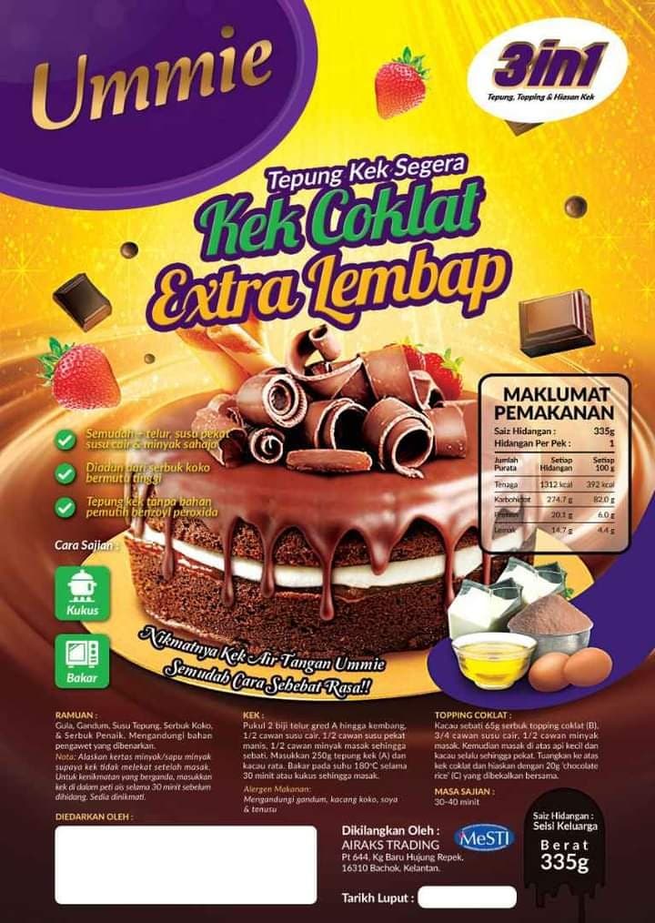 Tepung Kek Segera Kek Coklat Extra Lembap - Image 1