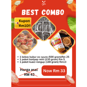 BEST COMBO / 1 bekas bubur as-syura (500 gram) / 1 paket karipap mini (130 gram) / 1 paket kuaci rangup (180 gram)